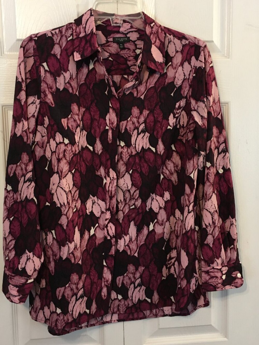 Talbots Decorative blouse Maroon/Purple Leaf Print